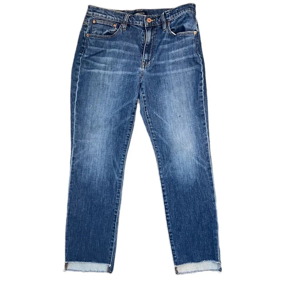 J. Crew Slim Boyfriend High Waisted Step Hem Jeans Blue Denim Size 27